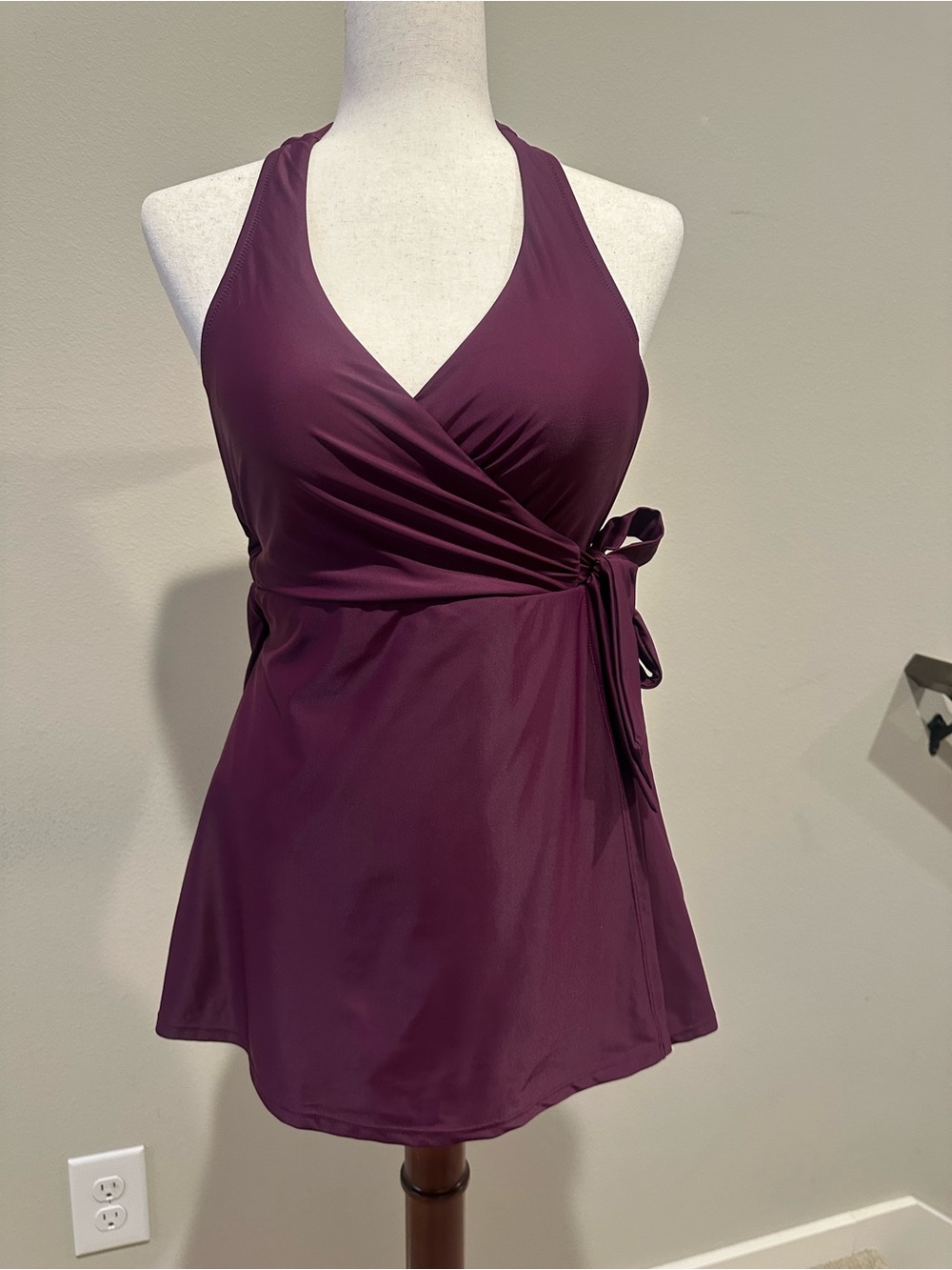 Reimagined by JCrew: Plum Wrap-Front Women’s Swimdress